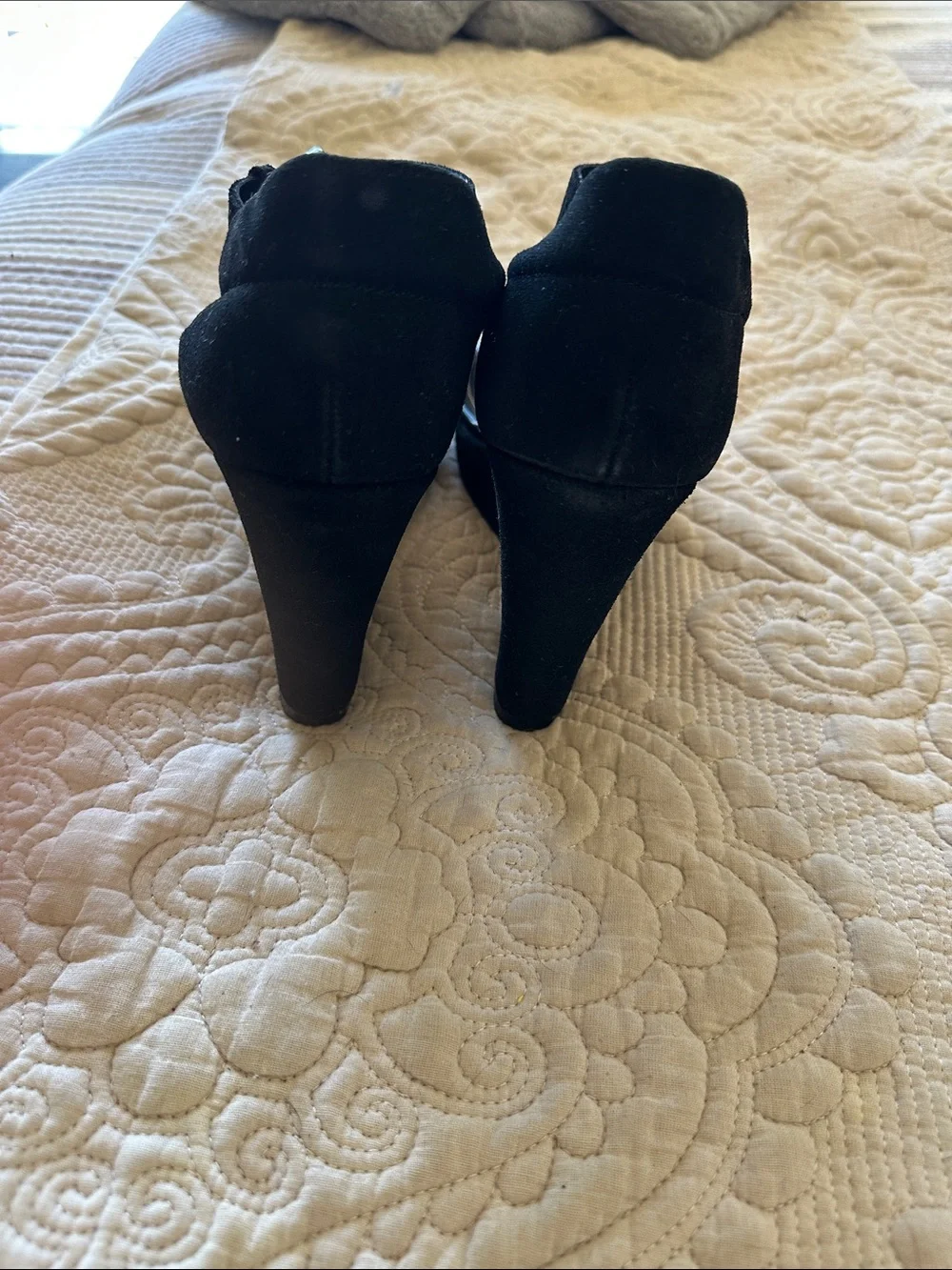 Charles by Charles David Black Suede Wedge Sandals with Ankle Buckle